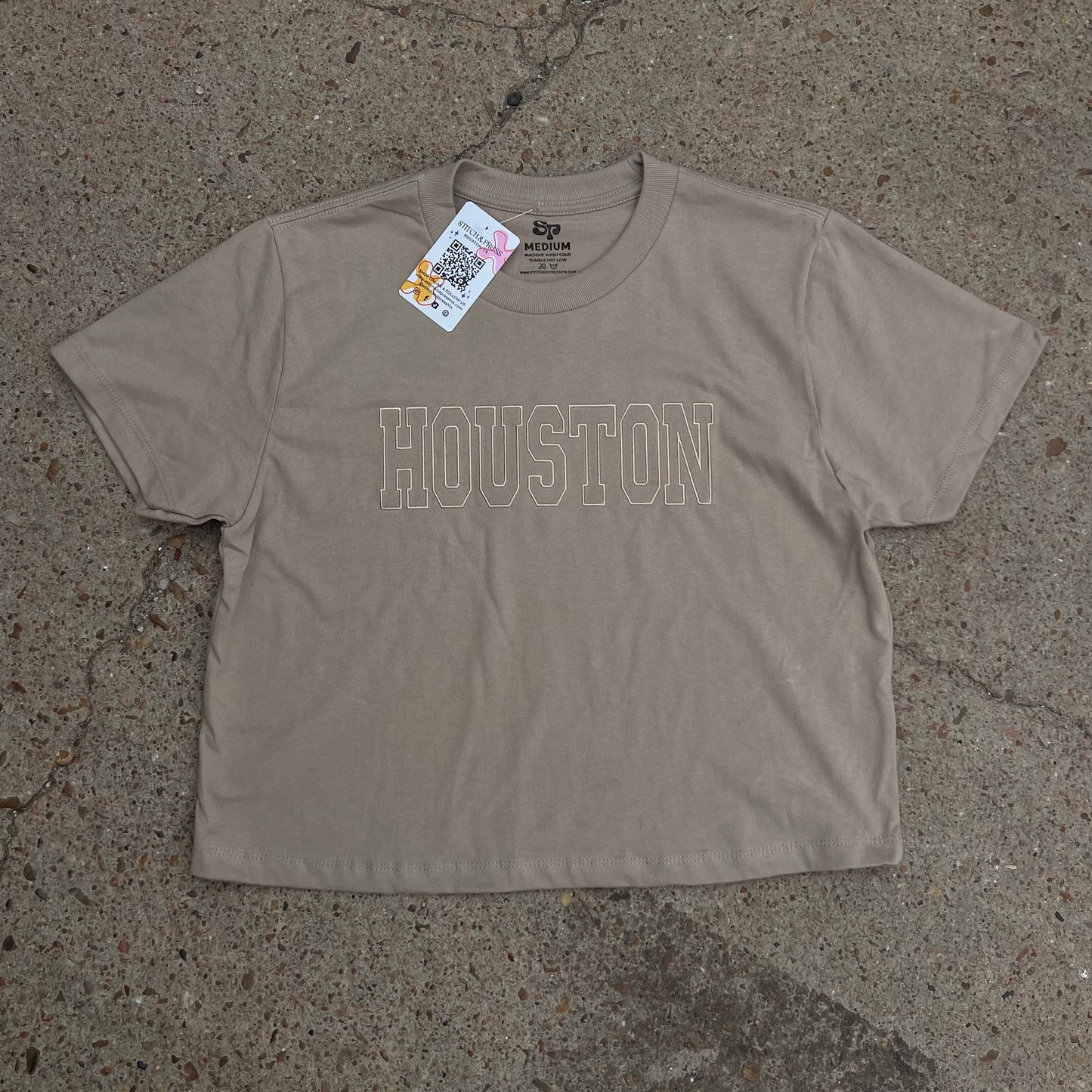 Houston Embroidered Cropped Women's Tee