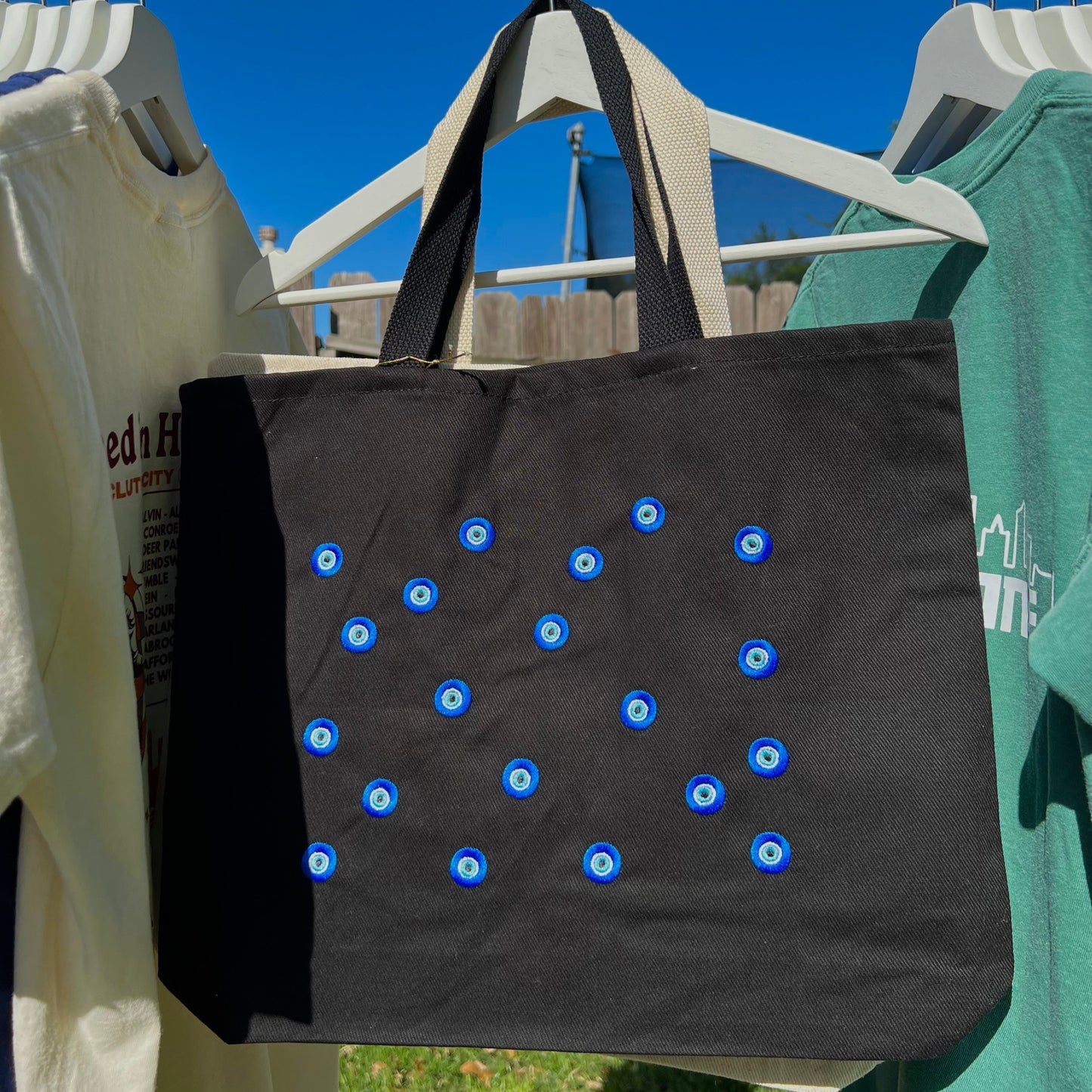 Evil Eye Embroidered Tote Bag
