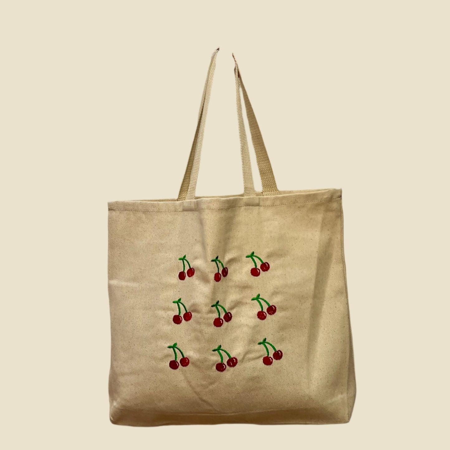 Cherry Embroidered Tote Bag