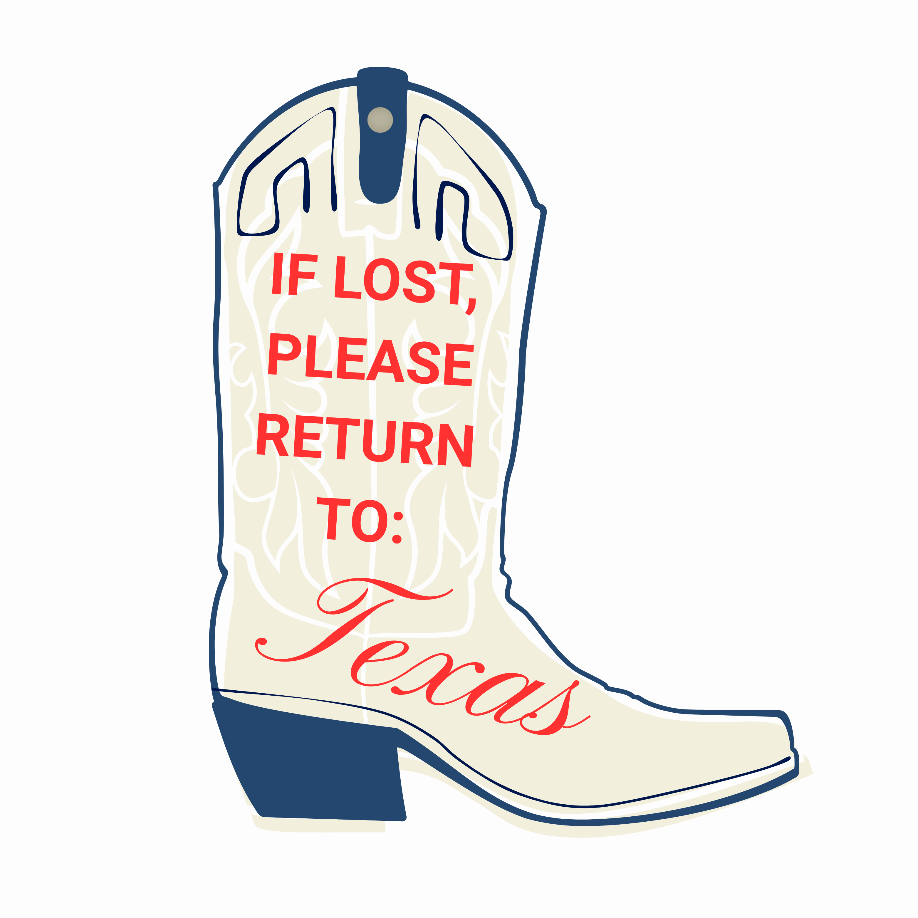 If Lost Please Return to: Texas Boot Keytag