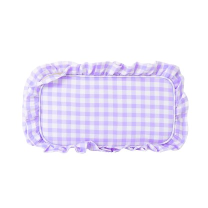 Gingham Ruffle Zipper Pouch Customizable