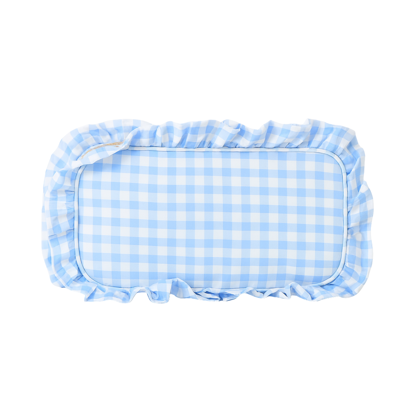 Gingham Ruffle Zipper Pouch Customizable