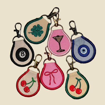 Retro Round Embroidered Keytag