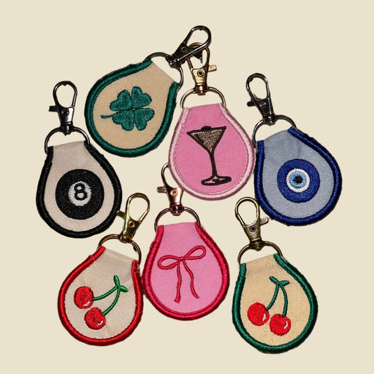 Retro Round Embroidered Keytag