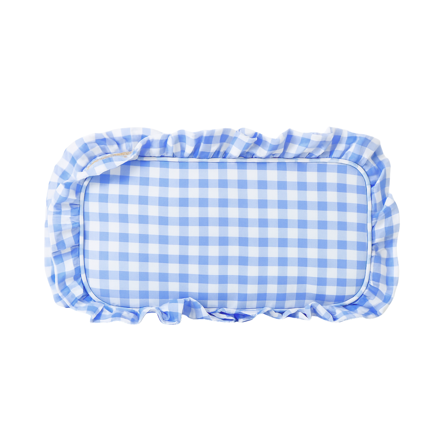 Gingham Ruffle Zipper Pouch Customizable