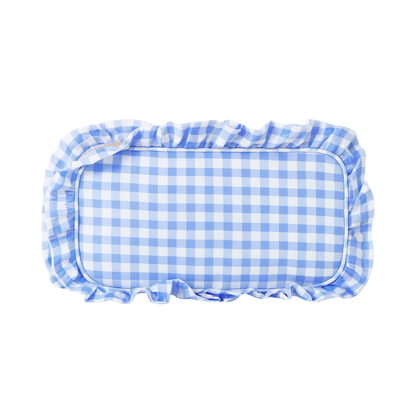 Gingham Ruffle Zipper Pouch Customizable