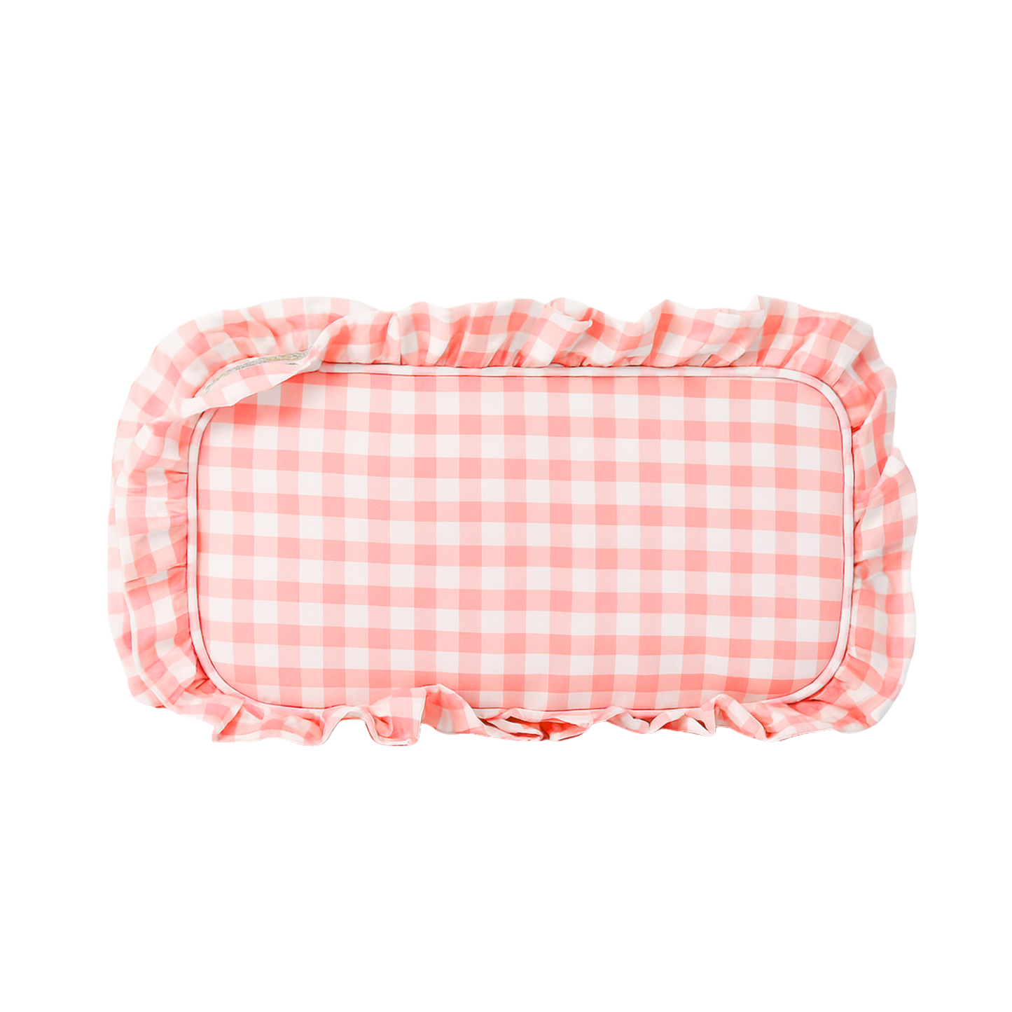 Gingham Ruffle Zipper Pouch Customizable