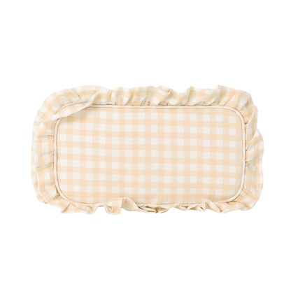 Gingham Ruffle Zipper Pouch Customizable