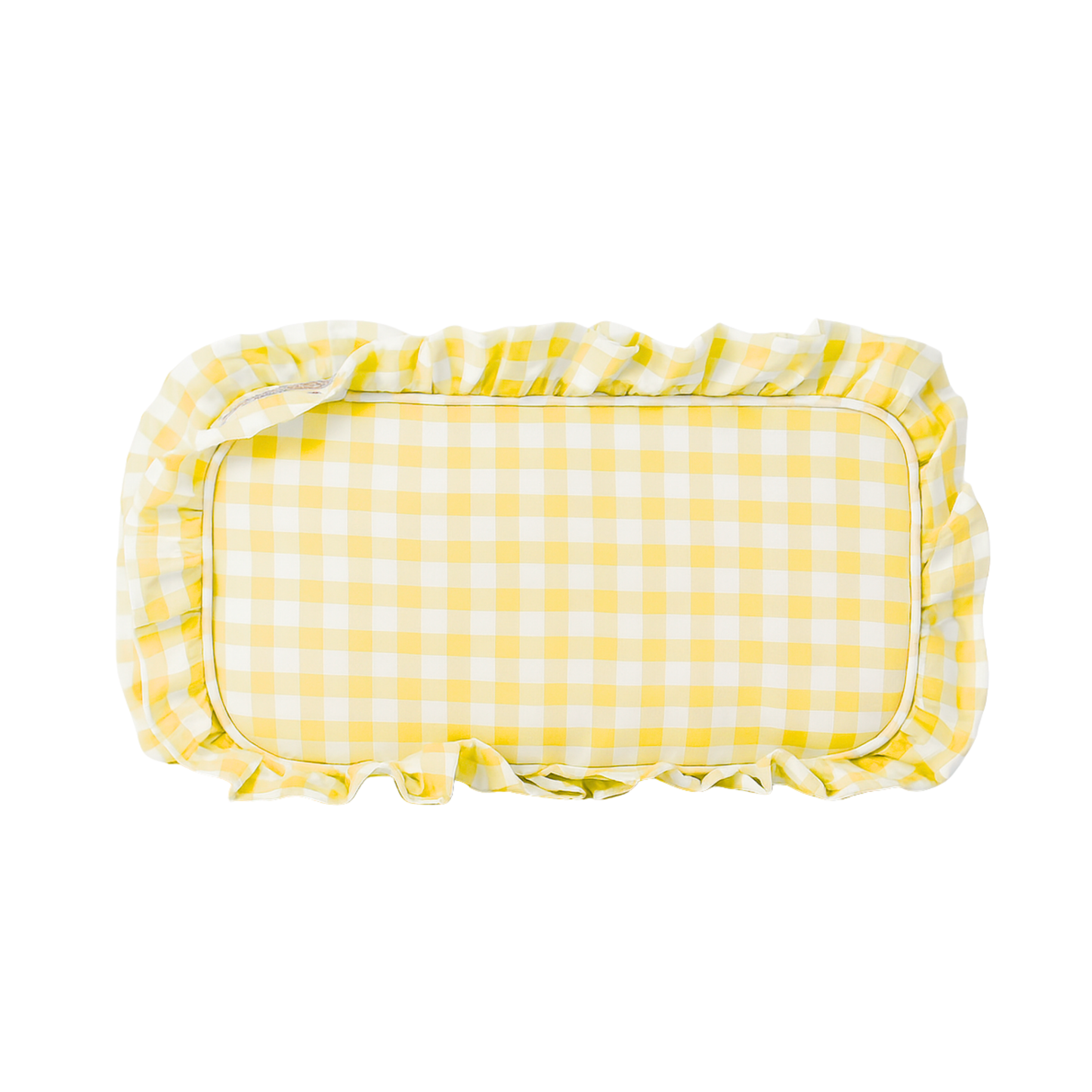 Gingham Ruffle Zipper Pouch Customizable