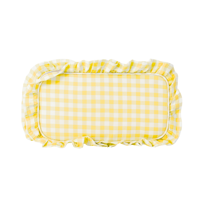 Gingham Ruffle Zipper Pouch Customizable