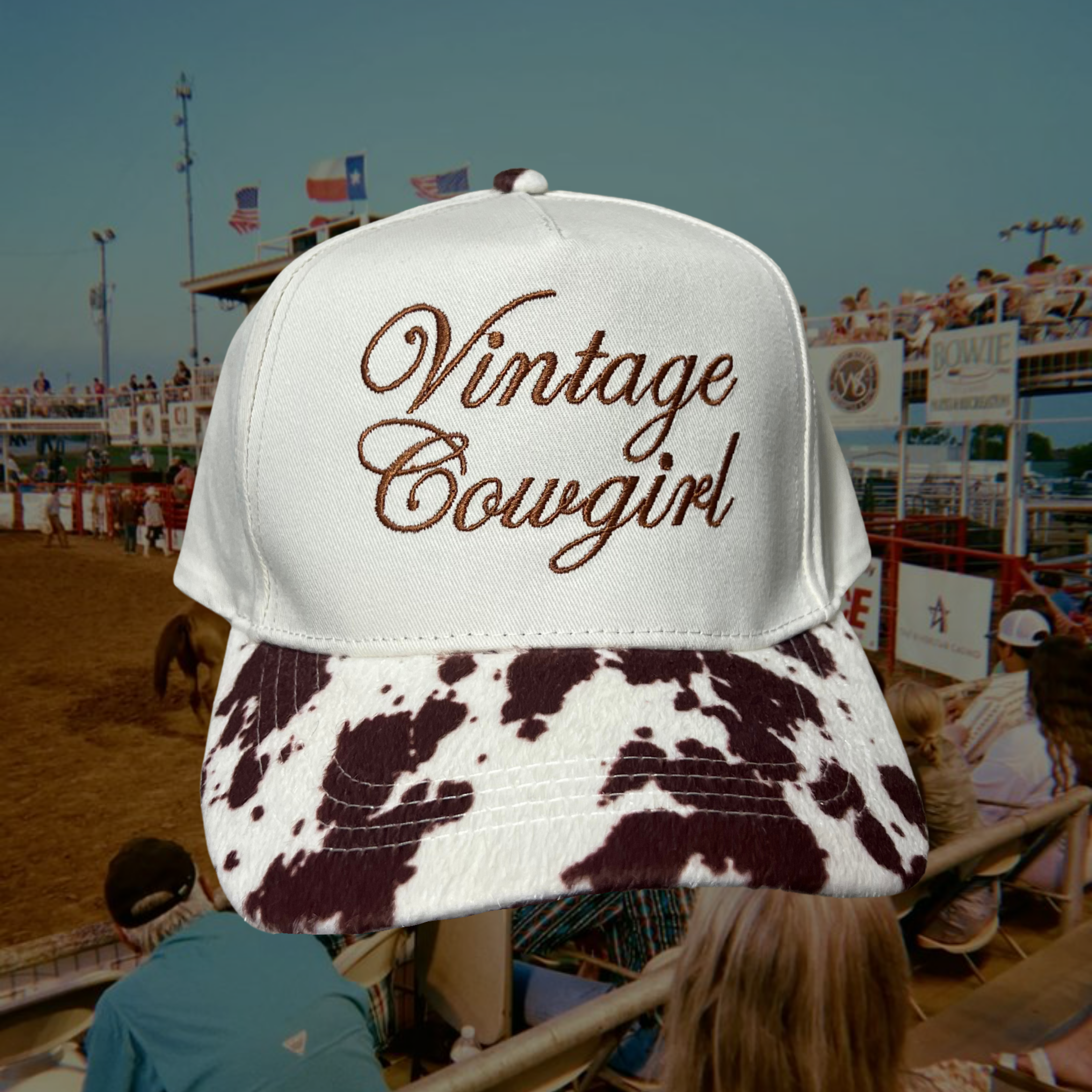 Vintage Cowgirl Cowprint Cap