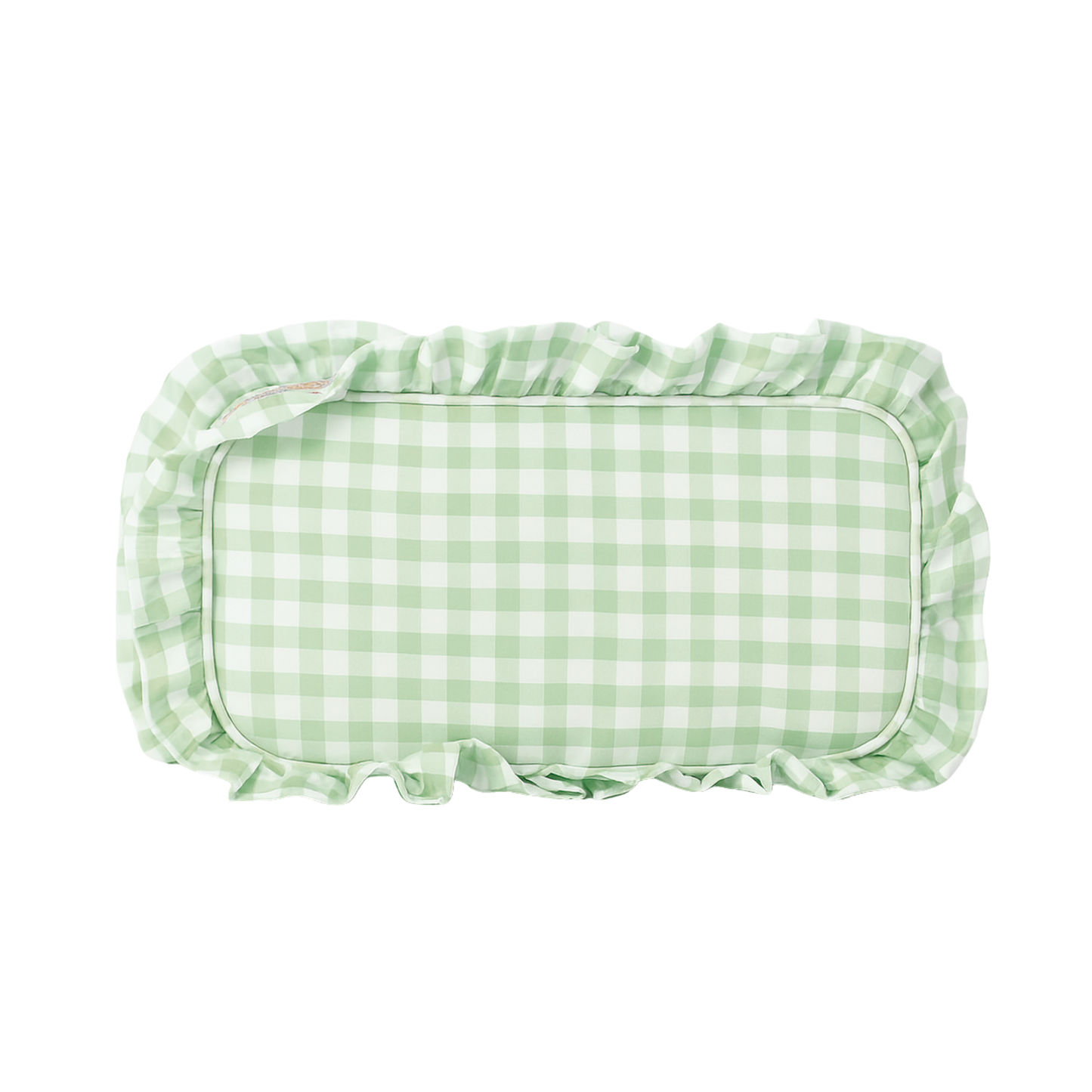 Gingham Ruffle Zipper Pouch Customizable