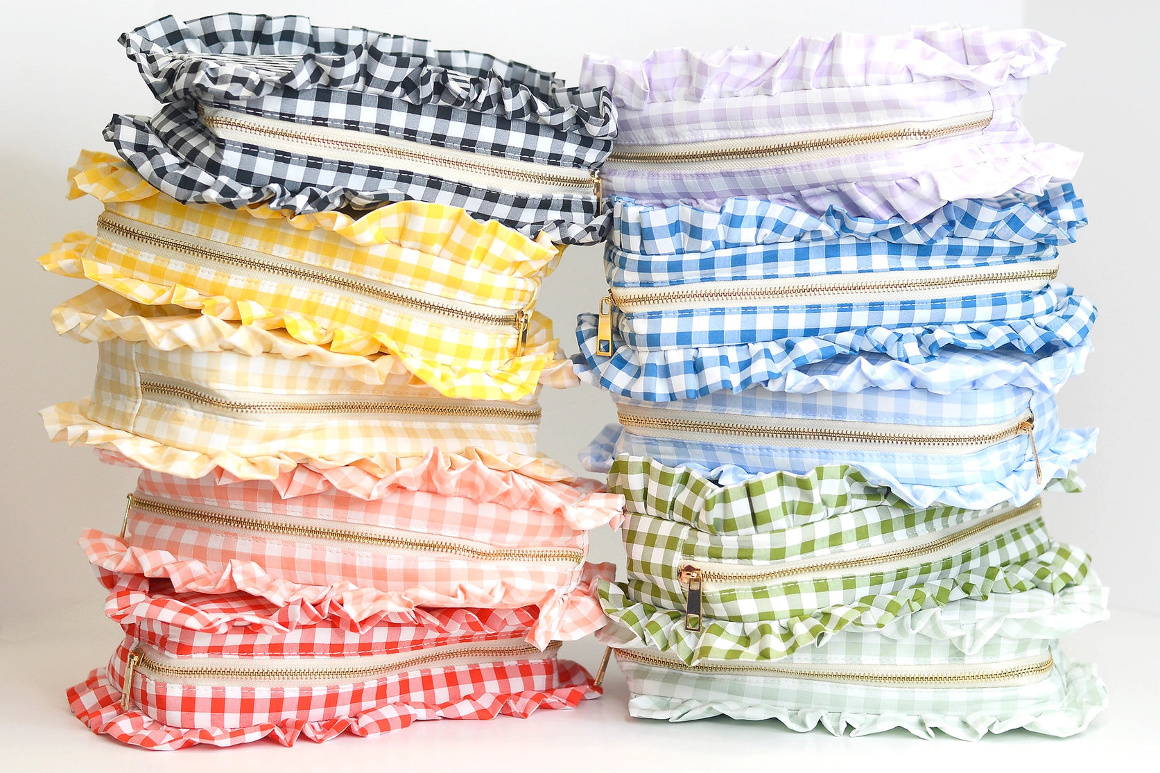 Ruffle Gingham Pouch
